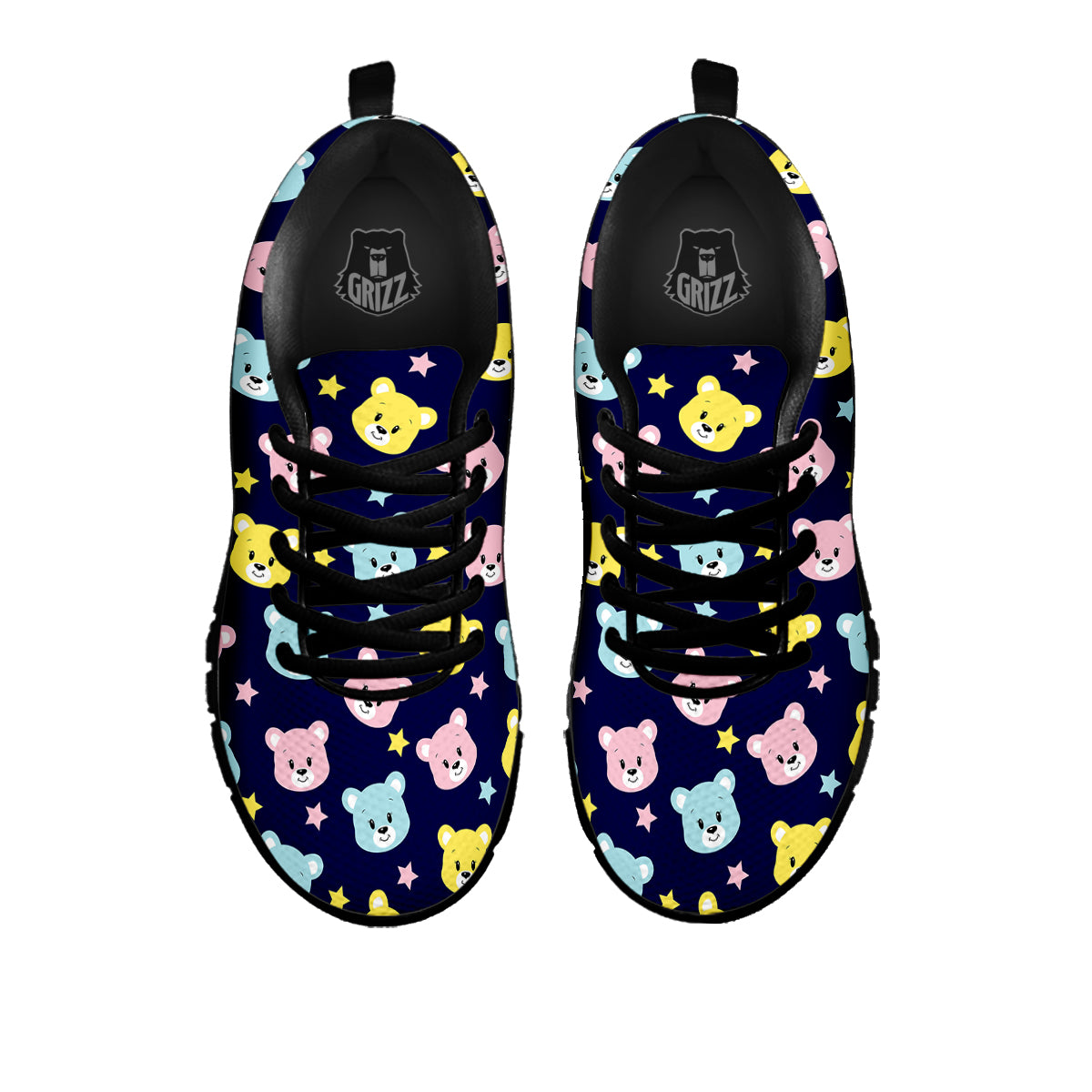Emoji Bear Print Pattern Black Sneaker-grizzshop