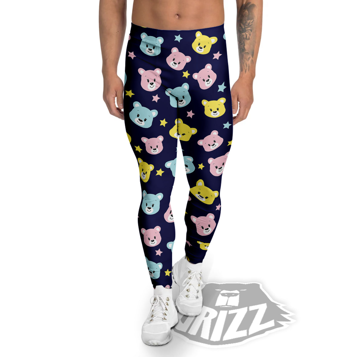 Emoji Bear Print Pattern Men's Leggings-grizzshop