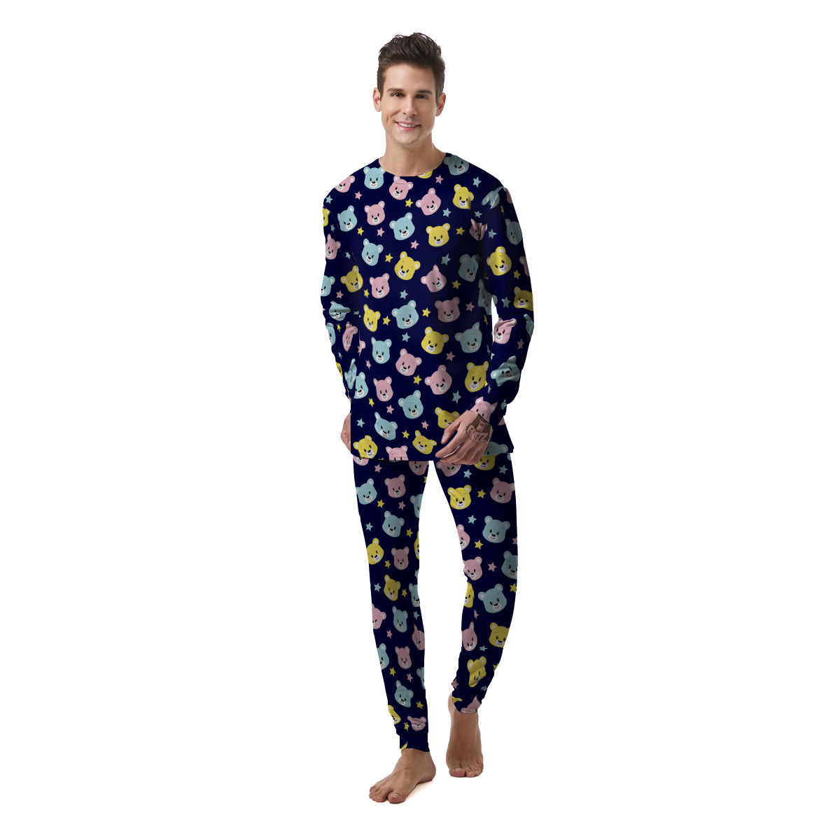 Emoji Bear Print Pattern Men's Pajamas-grizzshop