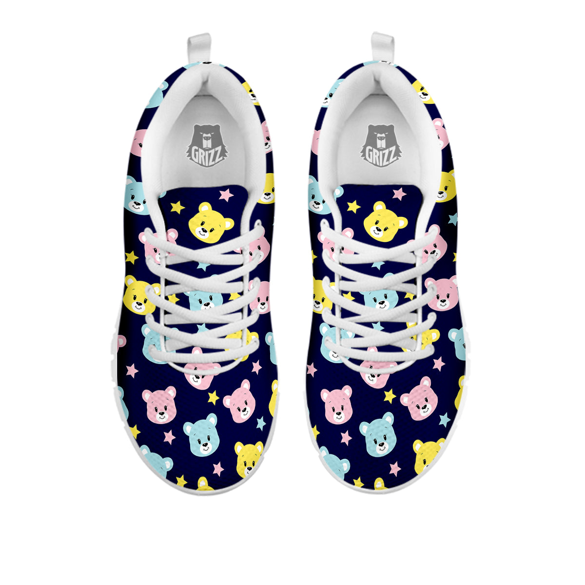 Emoji Bear Print Pattern White Sneaker-grizzshop