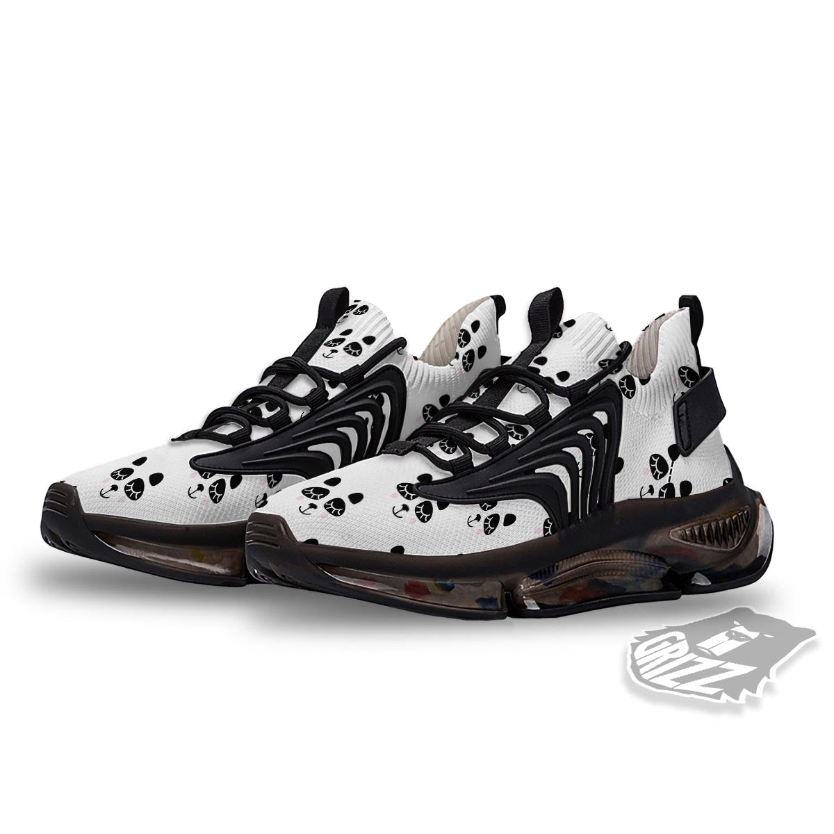 Emoji Bear Sleeping Print Pattern Black Gym Shoes-grizzshop