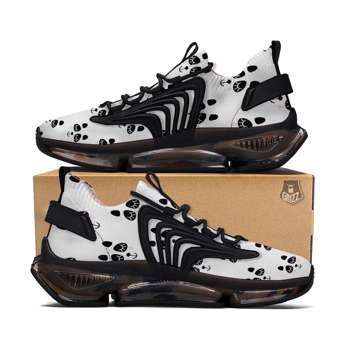 Emoji Bear Sleeping Print Pattern Black Gym Shoes-grizzshop