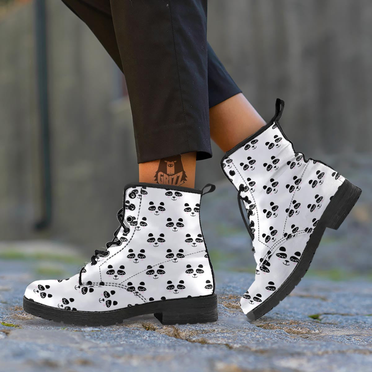Emoji Bear Sleeping Print Pattern Leather Boots-grizzshop