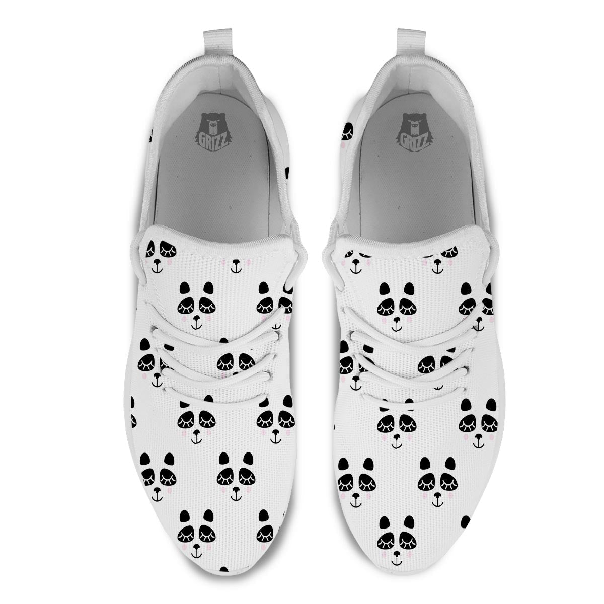 Emoji Bear Sleeping Print Pattern White Athletic Shoes-grizzshop