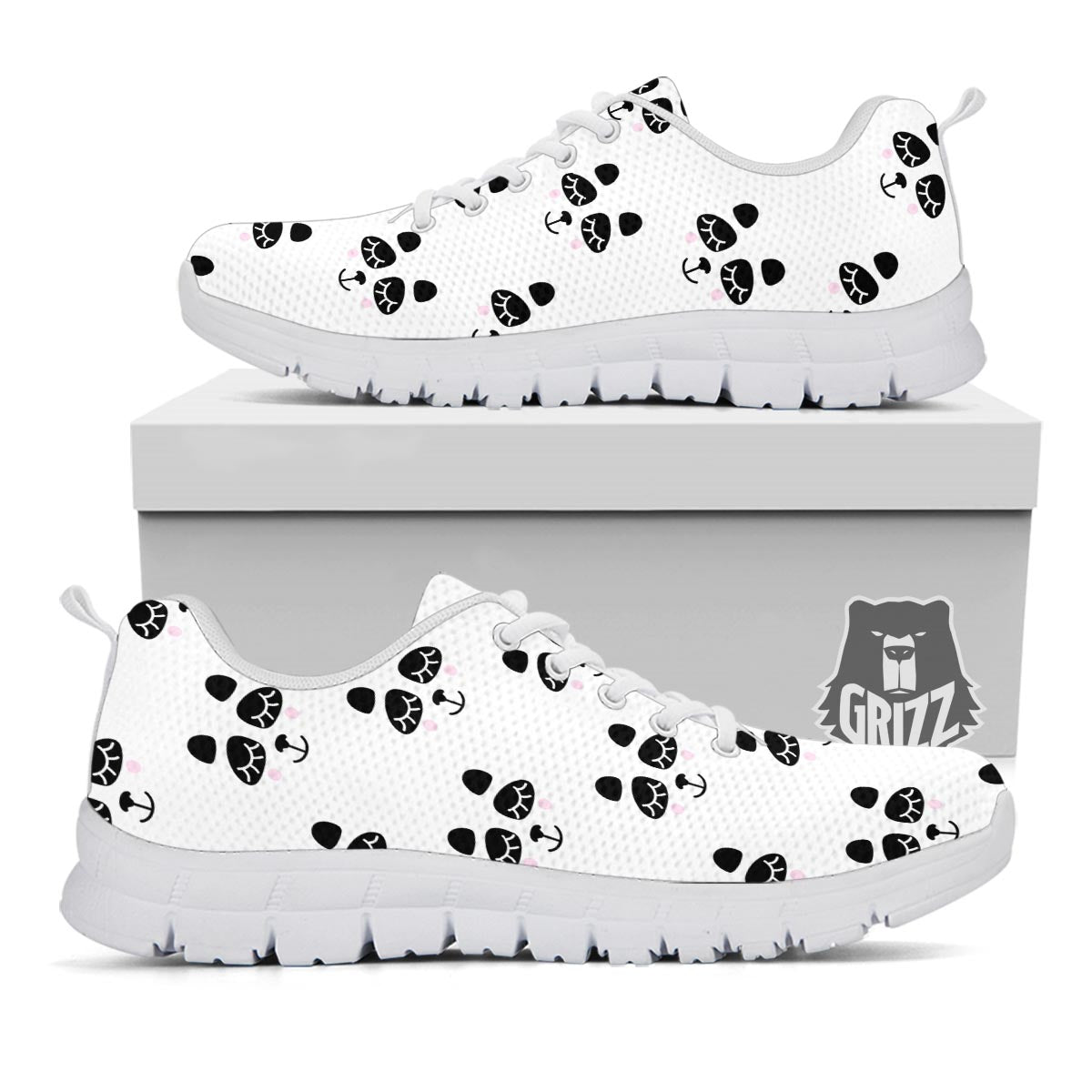Emoji Bear Sleeping Print Pattern White Sneaker-grizzshop
