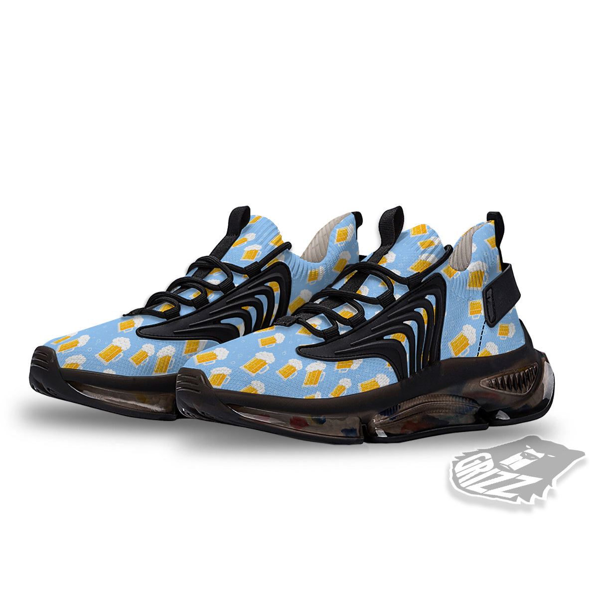 Emoji Beer Print Pattern Black Gym Shoes-grizzshop
