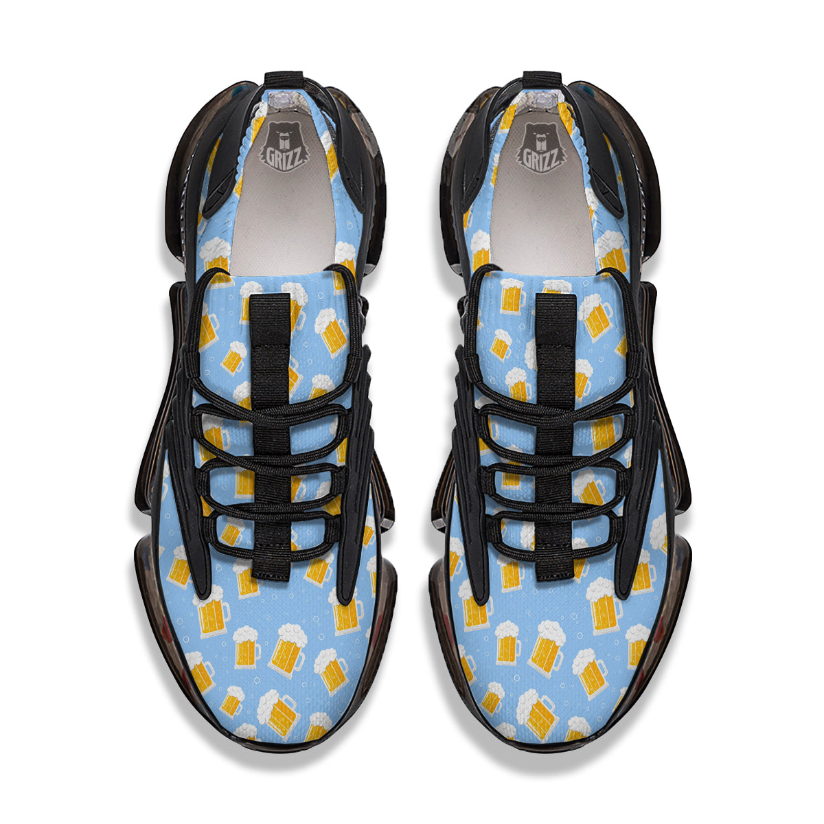 Emoji Beer Print Pattern Black Gym Shoes-grizzshop
