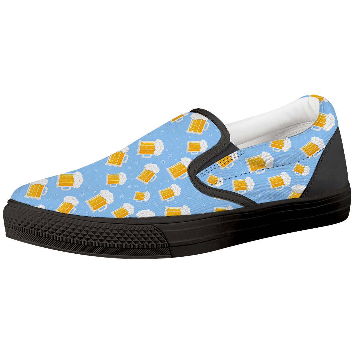 Emoji Beer Print Pattern Black Slip On Shoes-grizzshop