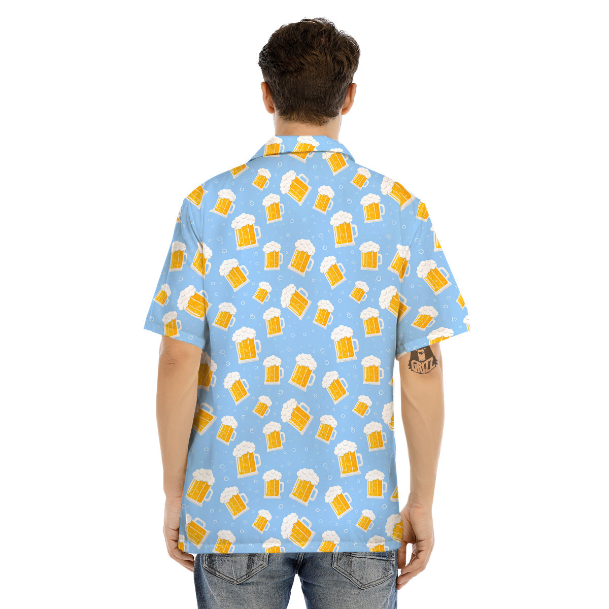 Emoji Beer Print Pattern Men's Hawaiian Shirt-grizzshop