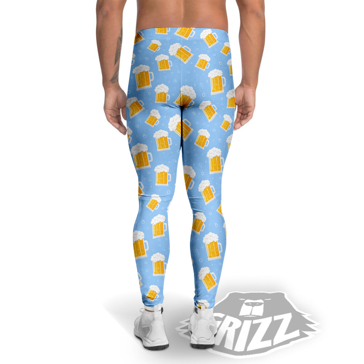 Emoji Beer Print Pattern Men's Leggings-grizzshop