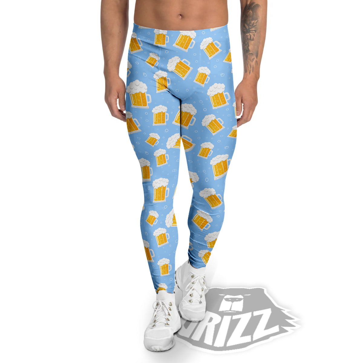 Emoji Beer Print Pattern Men's Leggings-grizzshop