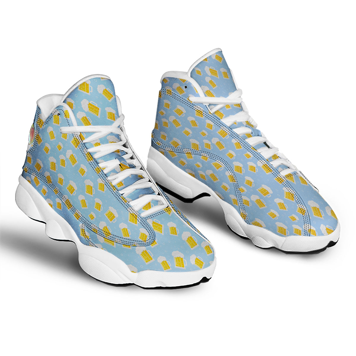 Emoji Beer Print Pattern White Basketball Shoes-grizzshop