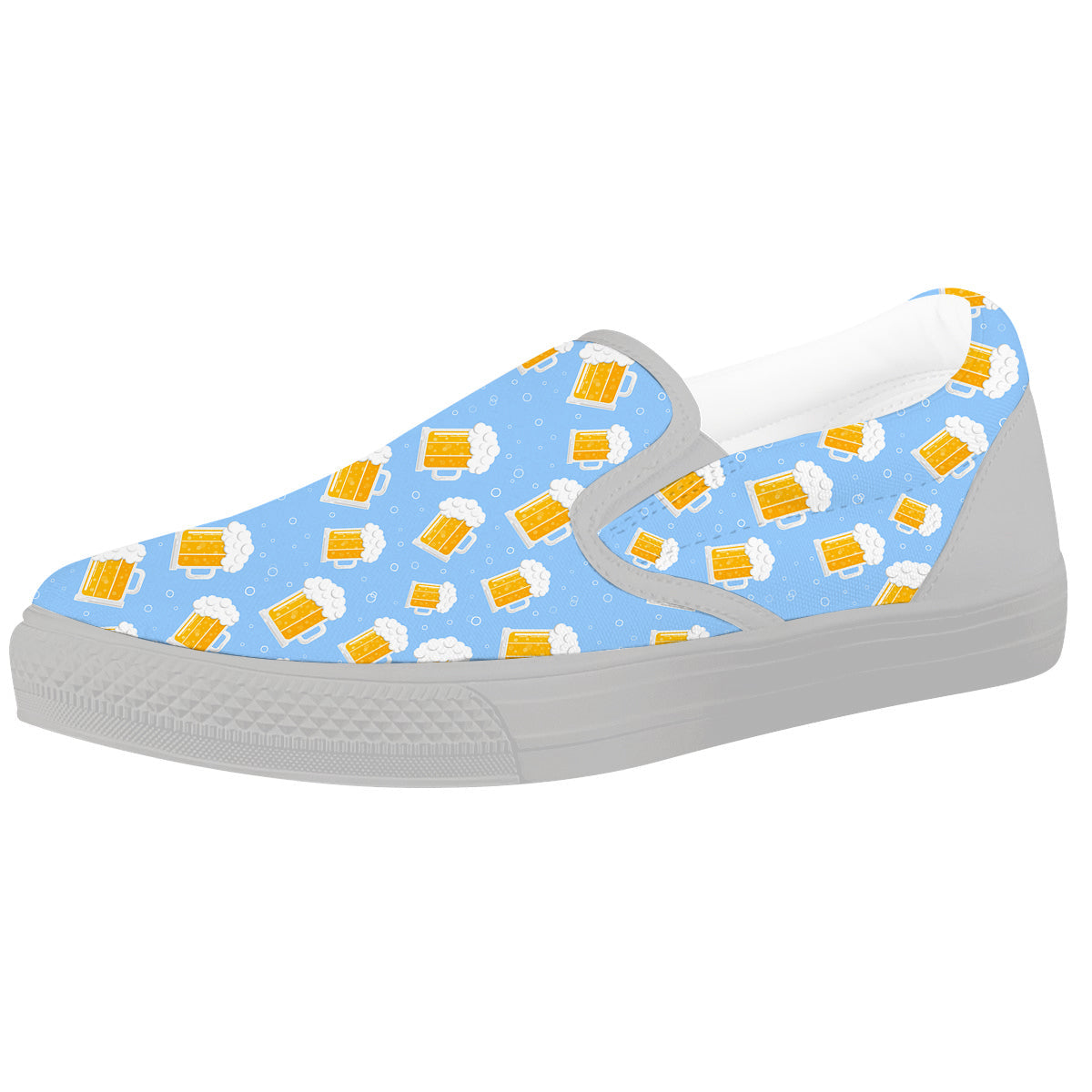 Emoji Beer Print Pattern White Slip On Shoes-grizzshop