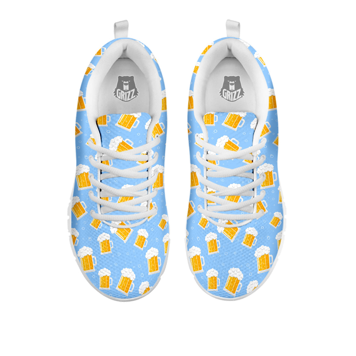 Emoji Beer Print Pattern White Sneaker-grizzshop