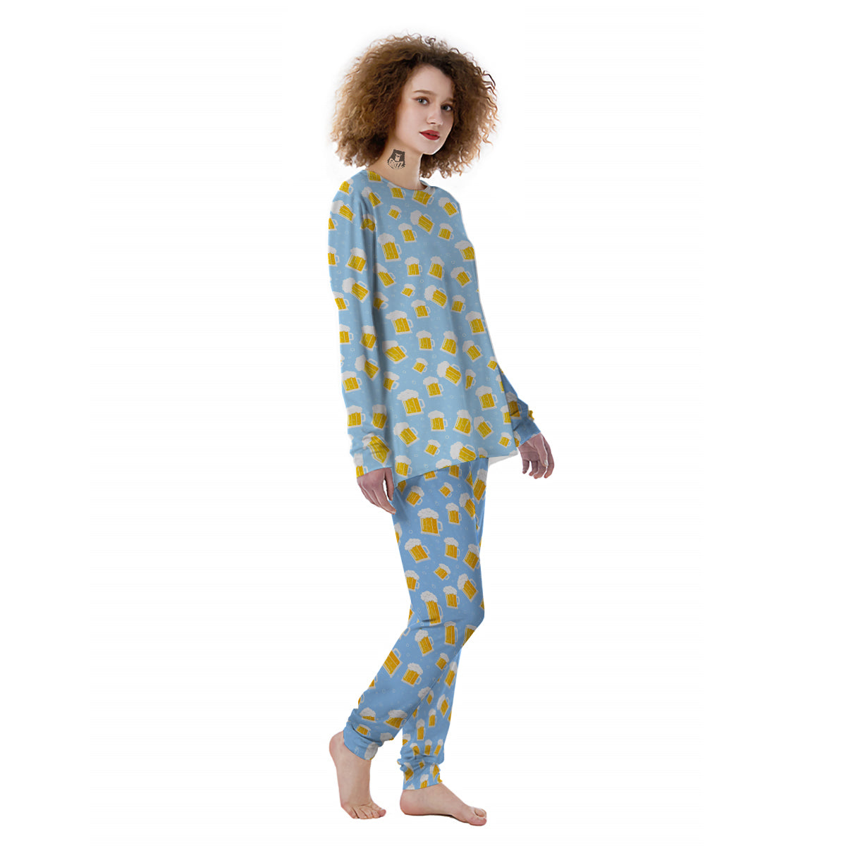 Emoji Beer Print Pattern Women's Pajamas-grizzshop