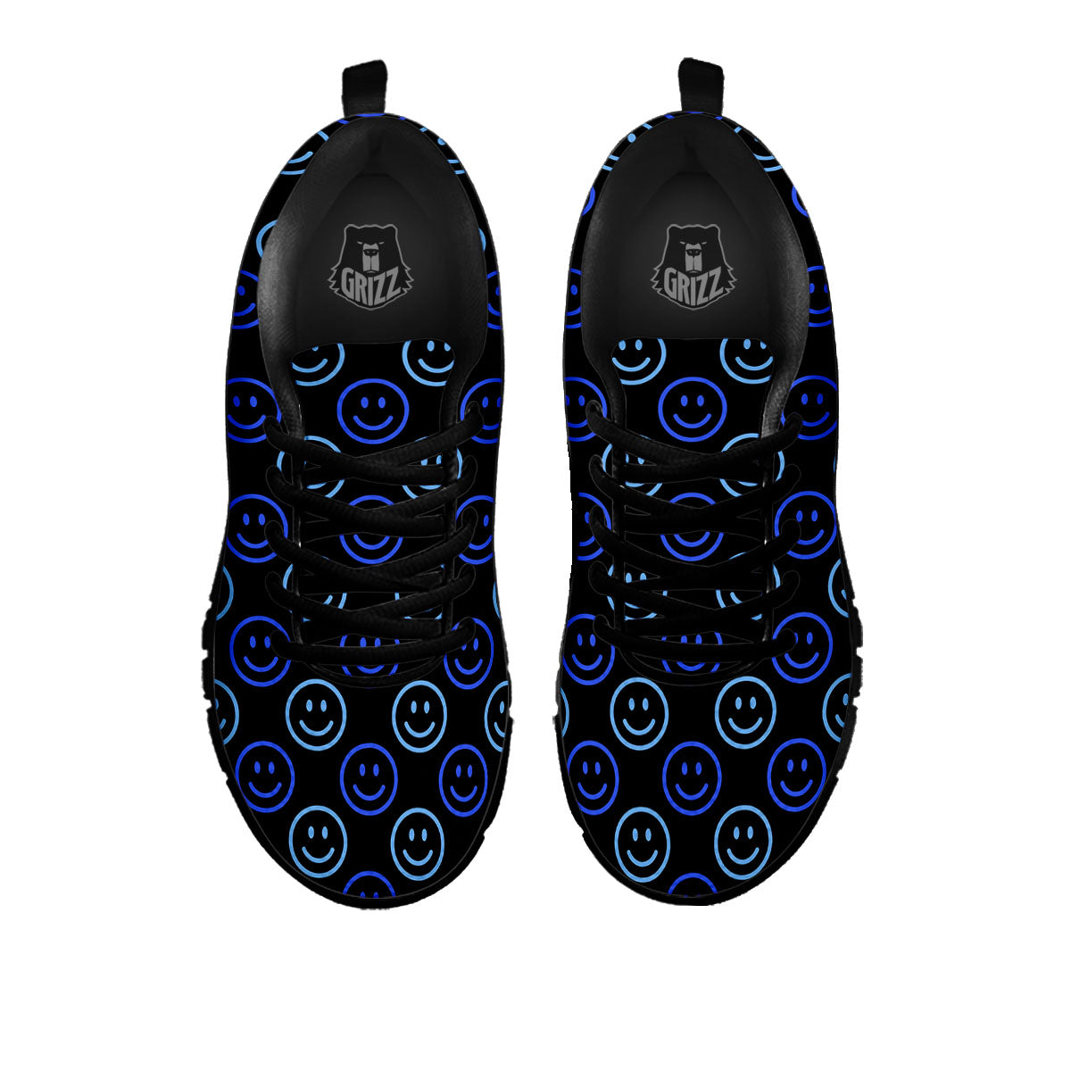 Emoji Blue Print Pattern Black Sneaker-grizzshop