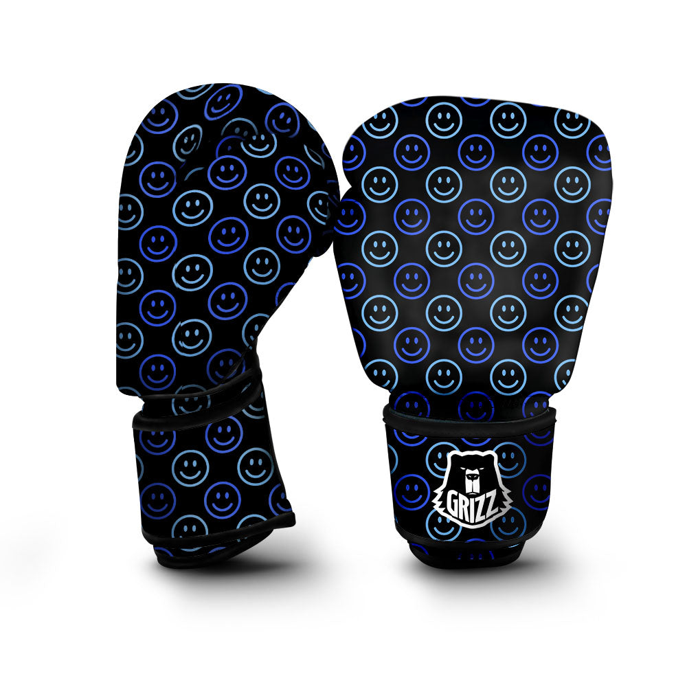 Emoji Blue Print Pattern Boxing Gloves-grizzshop