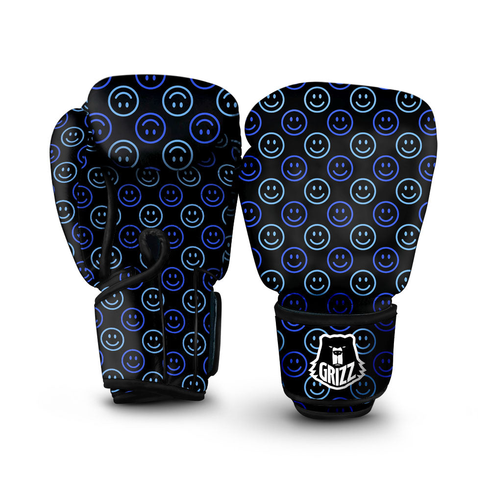 Emoji Blue Print Pattern Boxing Gloves-grizzshop