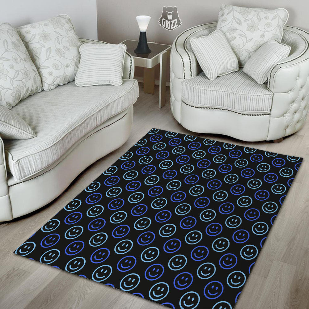 Emoji Blue Print Pattern Floor Mat-grizzshop