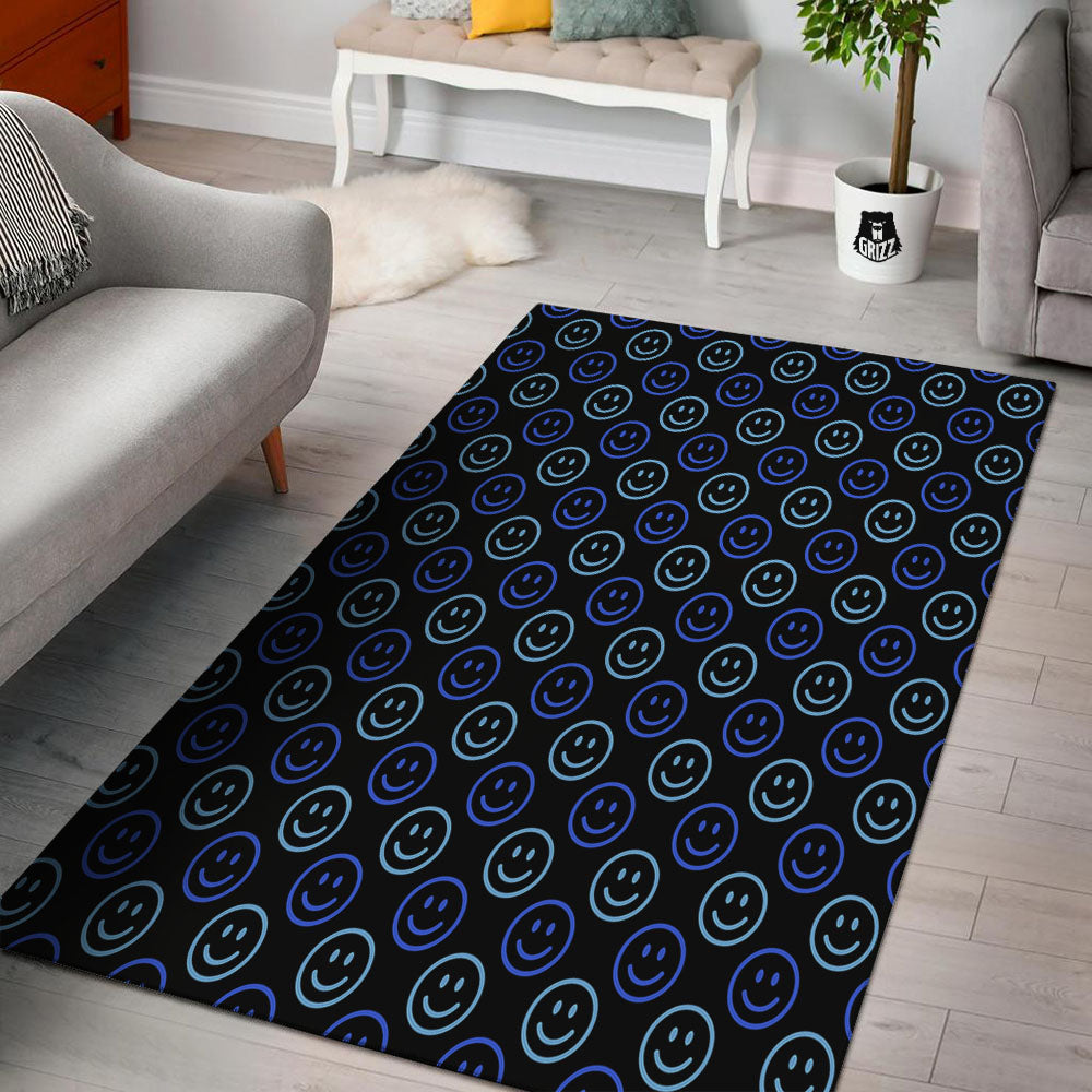 Emoji Blue Print Pattern Floor Mat-grizzshop