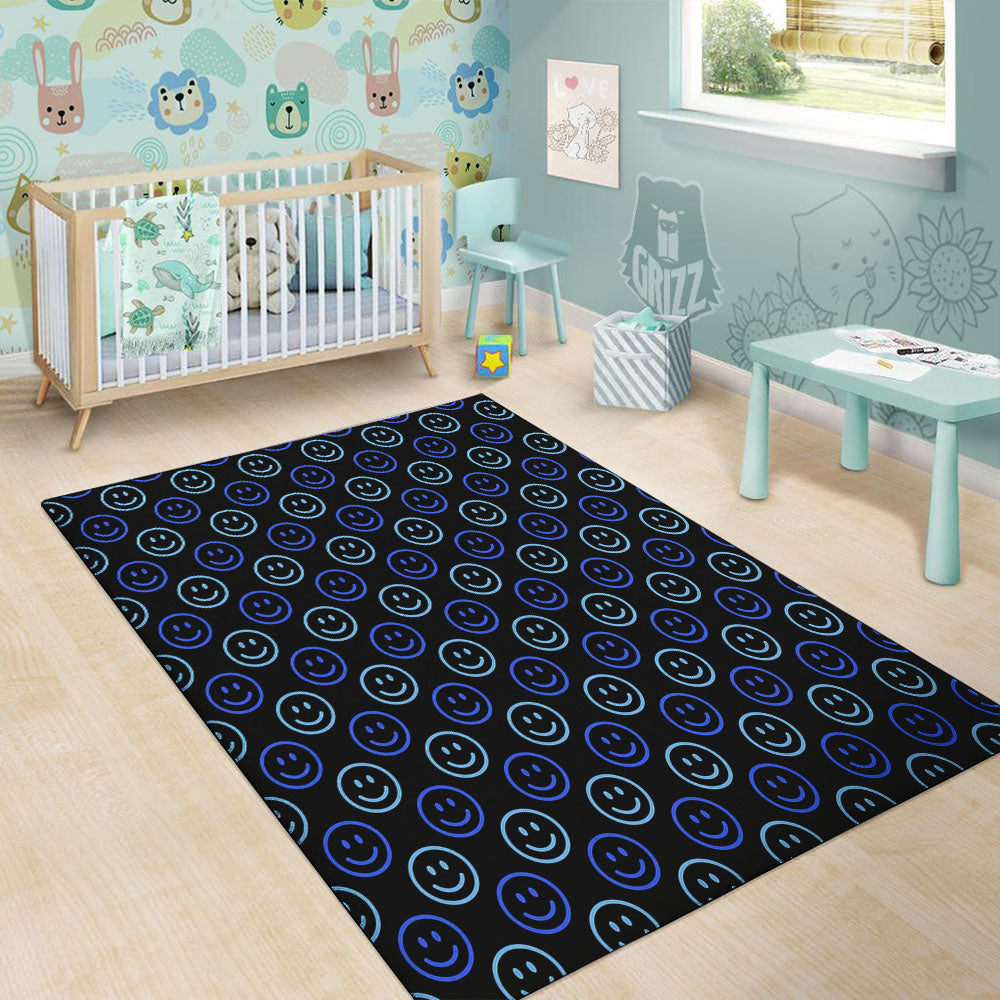 Emoji Blue Print Pattern Floor Mat-grizzshop