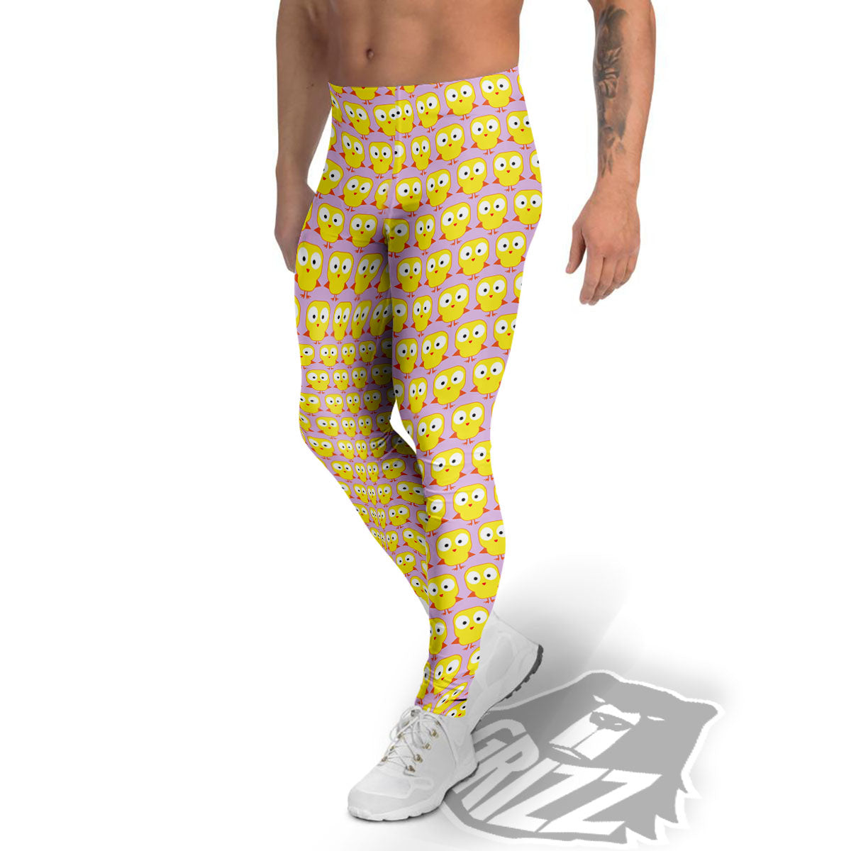 Emoji Chicken Love Print Pattern Men's Leggings-grizzshop