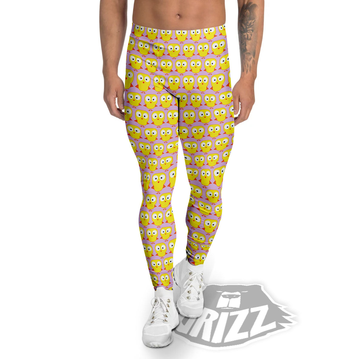 Emoji Chicken Love Print Pattern Men's Leggings-grizzshop