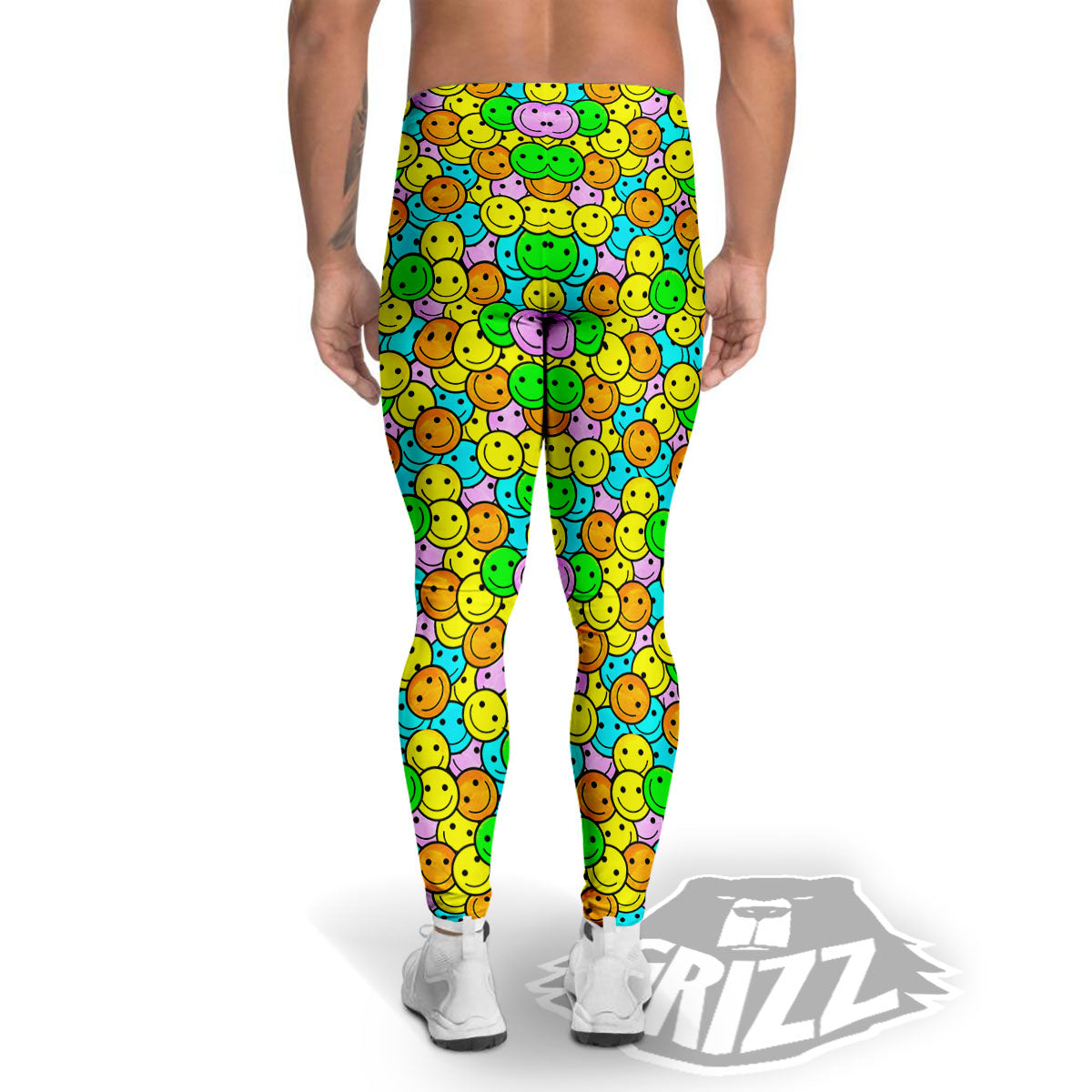 Emoji Colorful Print Pattern Men's Leggings-grizzshop