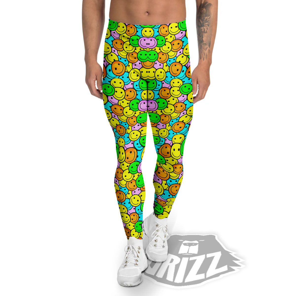 Emoji Colorful Print Pattern Men's Leggings-grizzshop