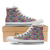 Emoji Comics Stripe Print Pattern White High Top Shoes-grizzshop