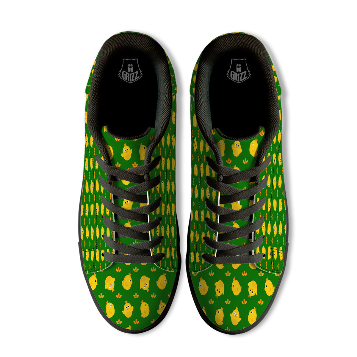 Emoji Cute Chicken Print Pattern Black Low Top Sneakers-grizzshop