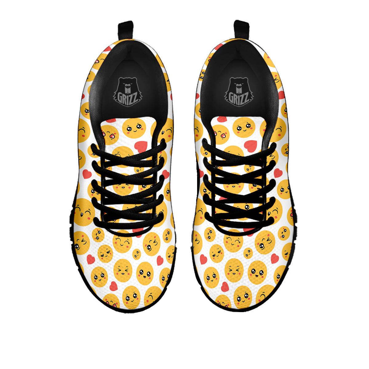 Emoji Cute Print Pattern Black Sneaker-grizzshop