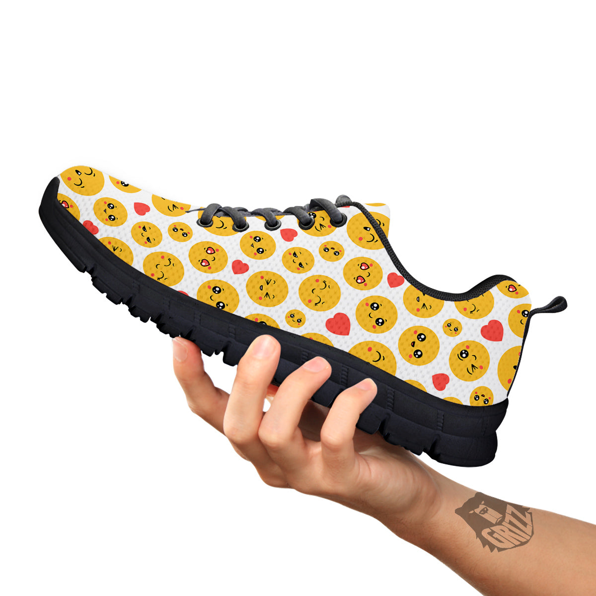 Emoji Cute Print Pattern Black Sneaker-grizzshop