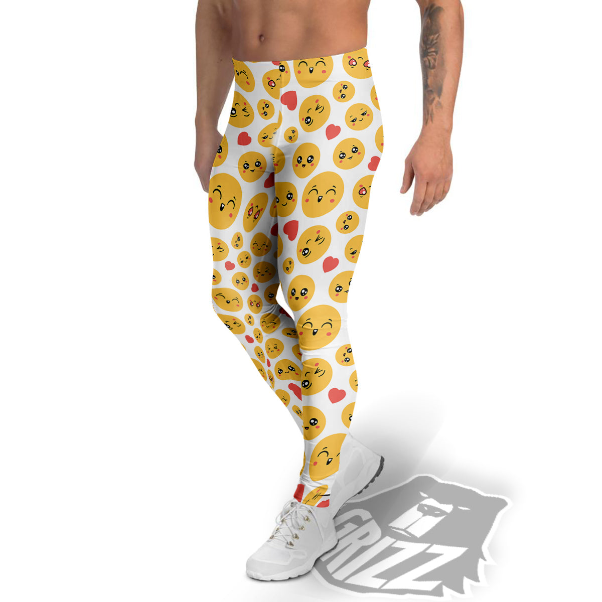 Emoji Cute Print Pattern Men's Leggings-grizzshop