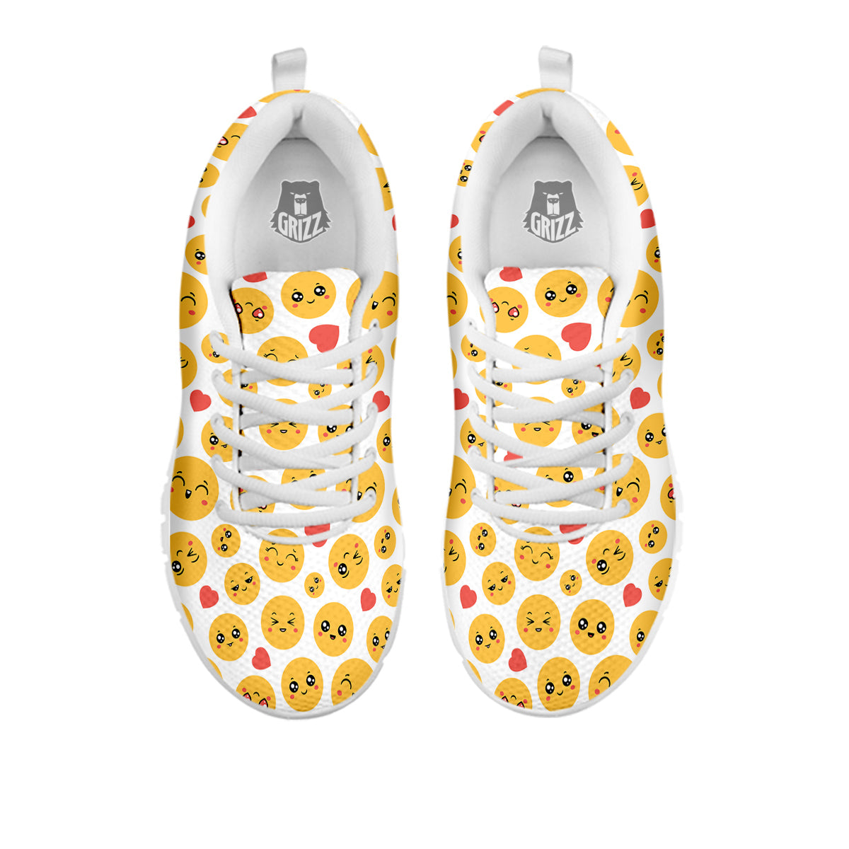 Emoji Cute Print Pattern White Sneaker-grizzshop