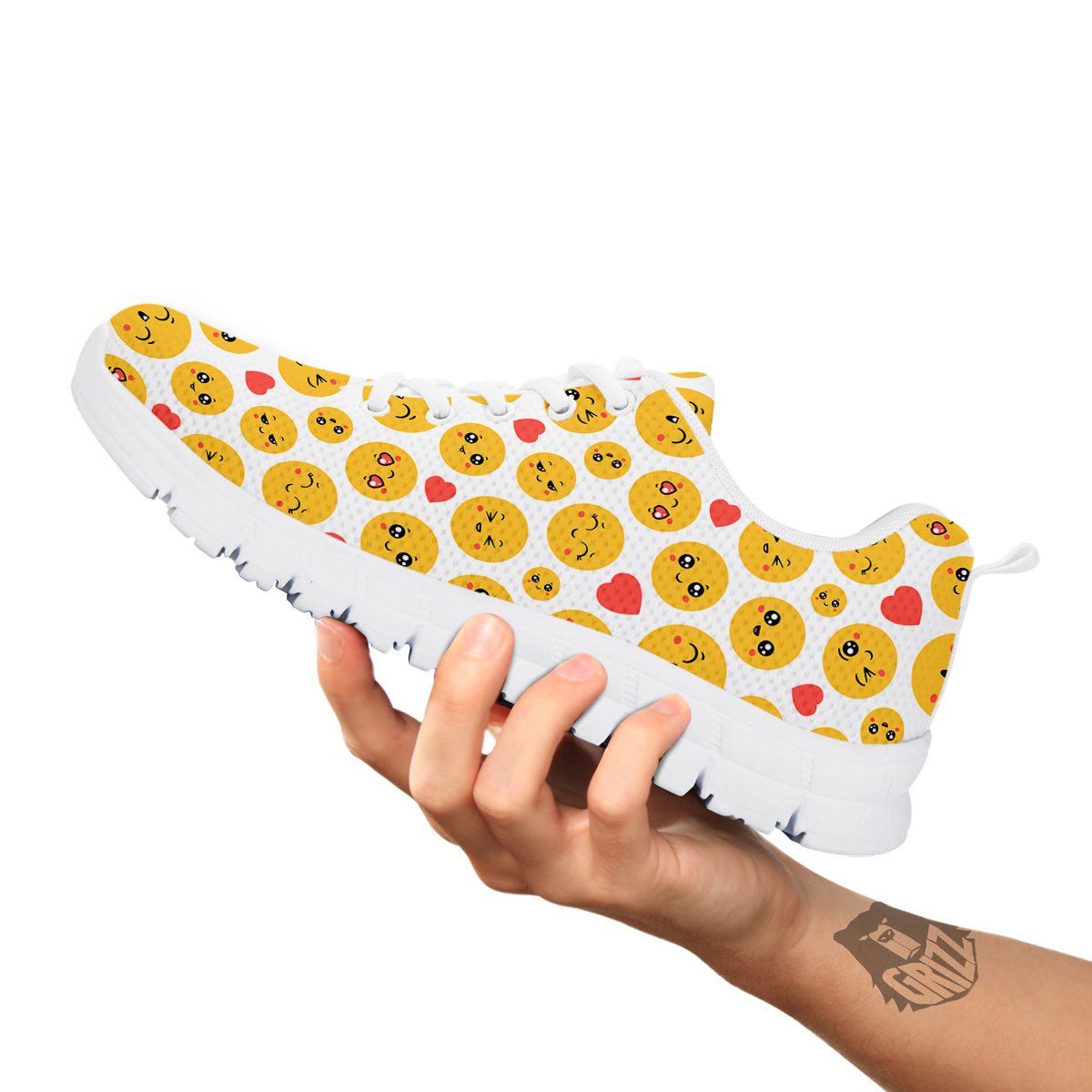 Emoji Cute Print Pattern White Sneaker-grizzshop