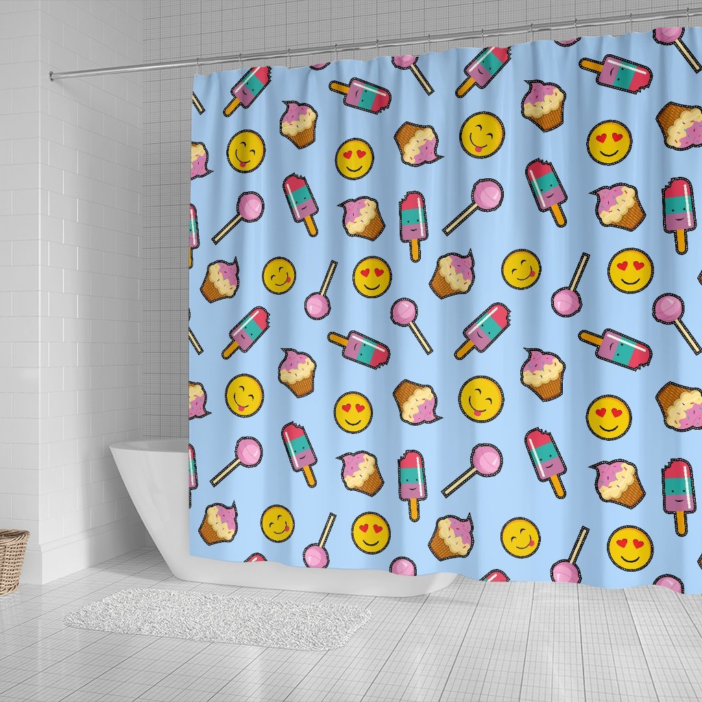 Emoji Dessert Pattern Print Bathroom Shower Curtain-grizzshop