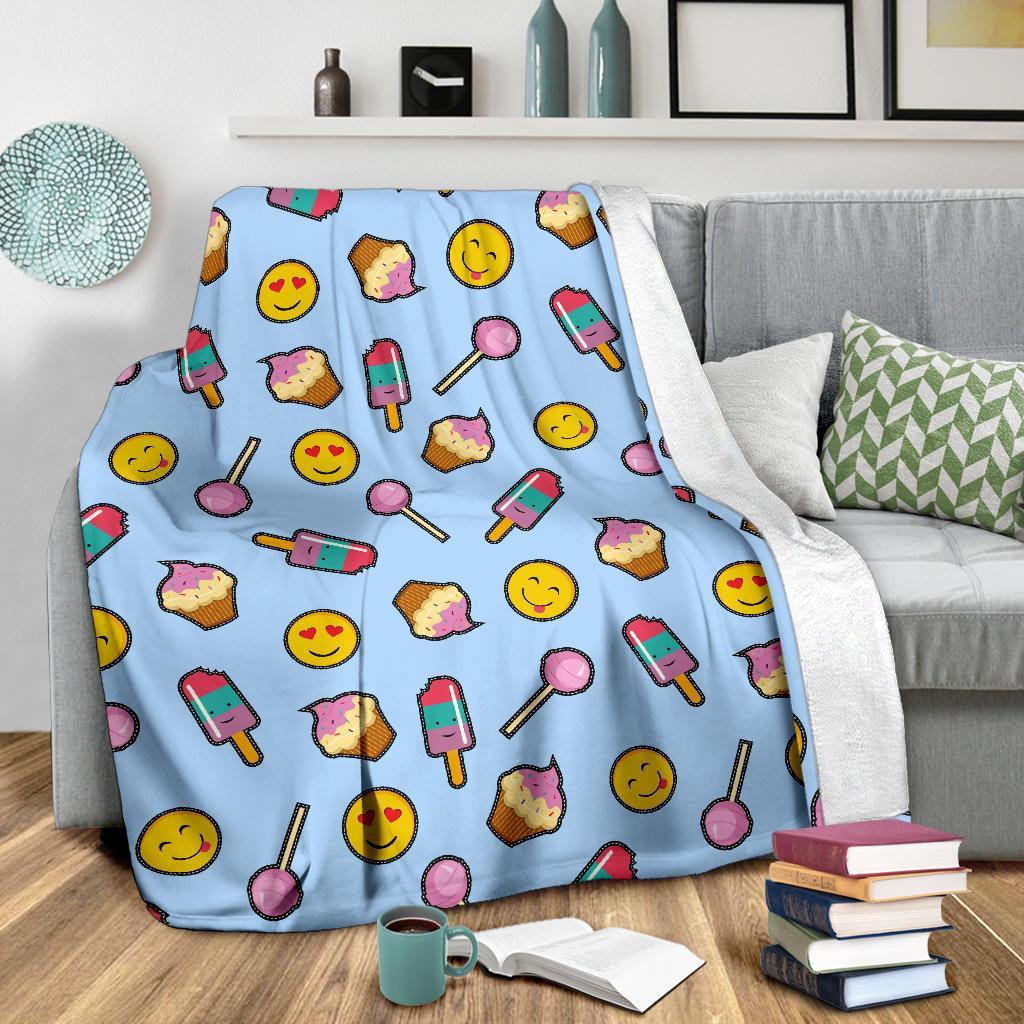 Emoji Dessert Pattern Print Blanket-grizzshop