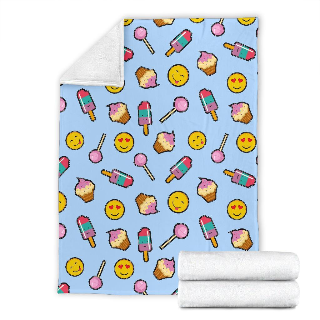 Emoji Dessert Pattern Print Blanket-grizzshop