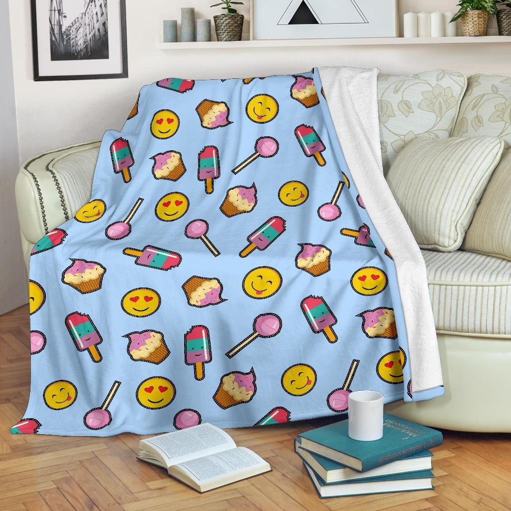 Emoji Dessert Pattern Print Blanket-grizzshop