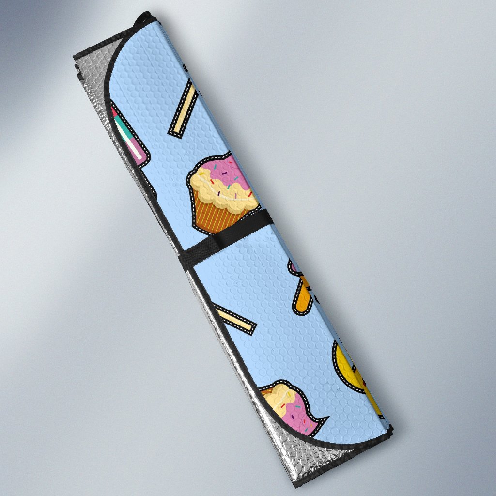 Emoji Dessert Pattern Print Car Sun Shade-grizzshop