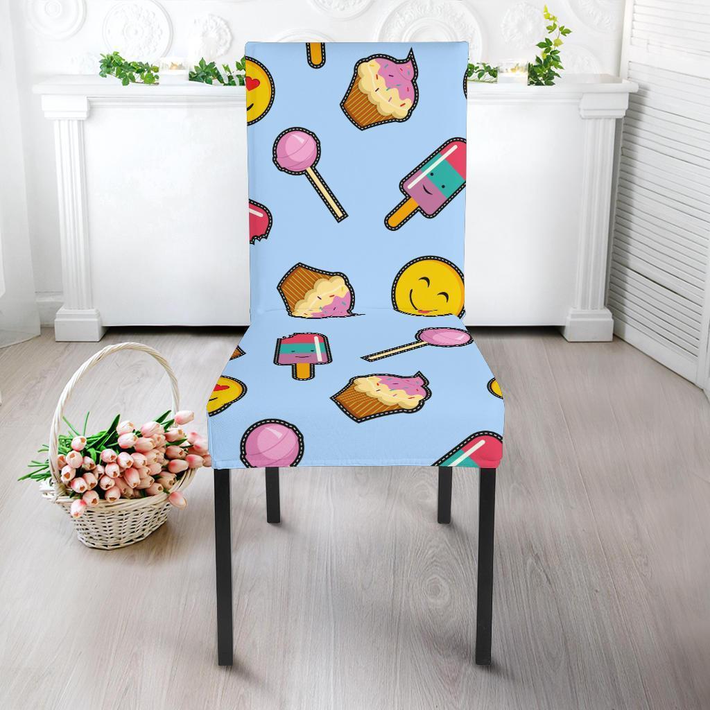 Emoji Dessert Pattern Print Chair Cover-grizzshop