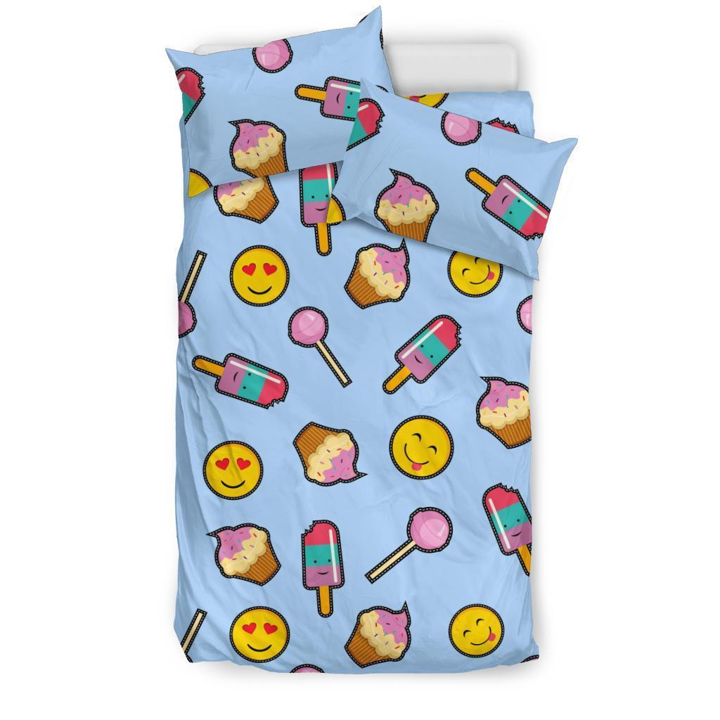 Emoji Dessert Pattern Print Duvet Cover Bedding Set-grizzshop