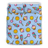 Emoji Dessert Pattern Print Duvet Cover Bedding Set-grizzshop