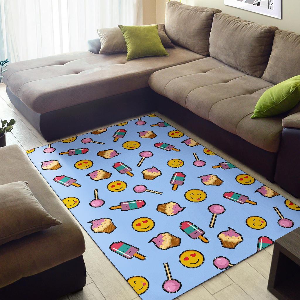 Emoji Dessert Pattern Print Floor Mat-grizzshop