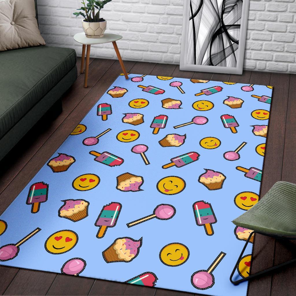 Emoji Dessert Pattern Print Floor Mat-grizzshop