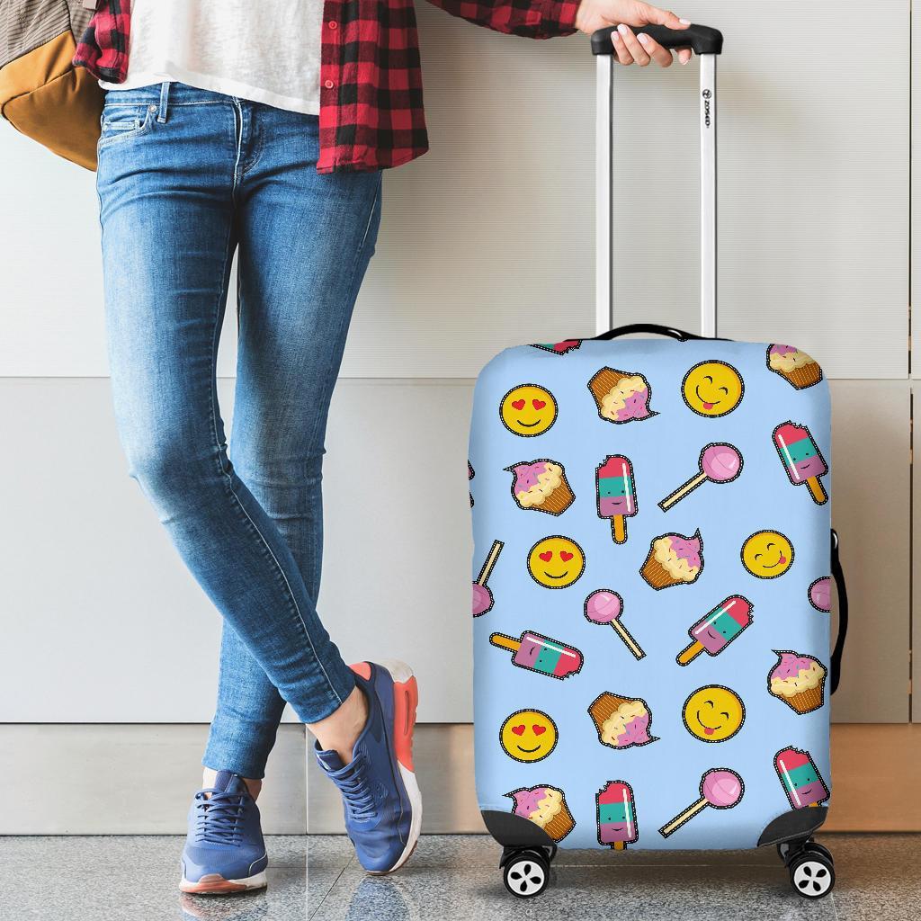 Emoji Dessert Pattern Print Luggage Cover Protector-grizzshop