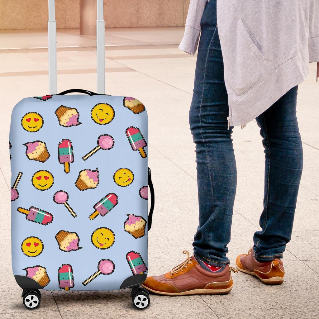 Emoji Dessert Pattern Print Luggage Cover Protector-grizzshop