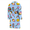 Emoji Dessert Pattern Print Men Long Robe-grizzshop