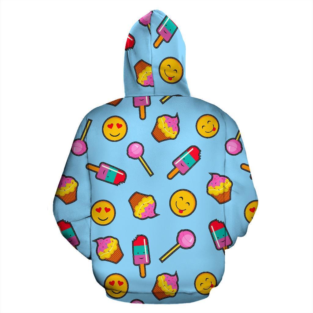 Emoji Dessert Pattern Print Men Women Pullover Hoodie-grizzshop